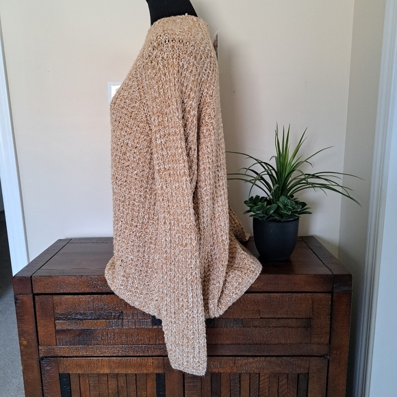 Denver Hayes Sweater Loose Waffke Knit Women's XL Tan Cream Mockneck Top - Picture 4 of 9